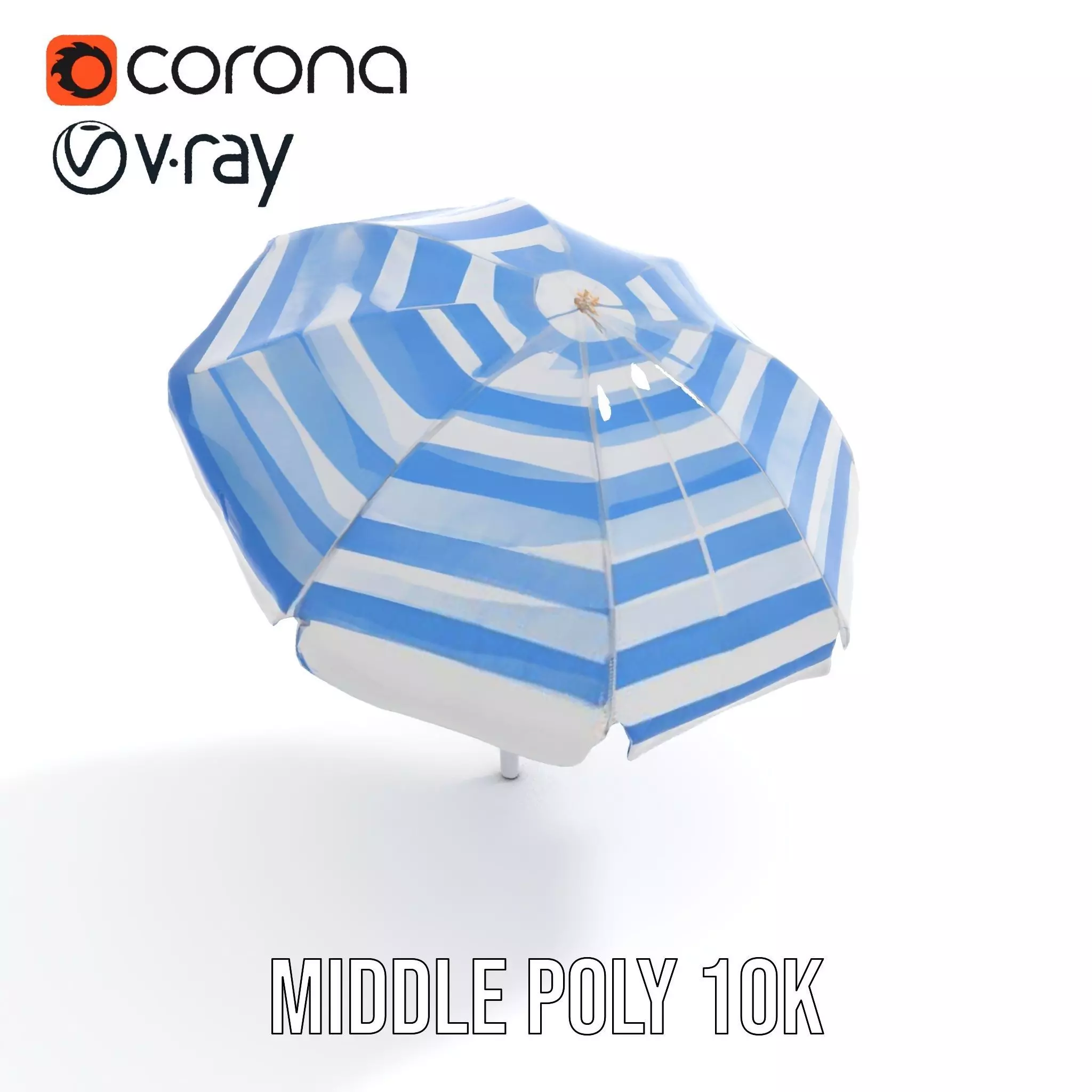 Striped Beach Umbrella model pack Low-poly 3D model_19