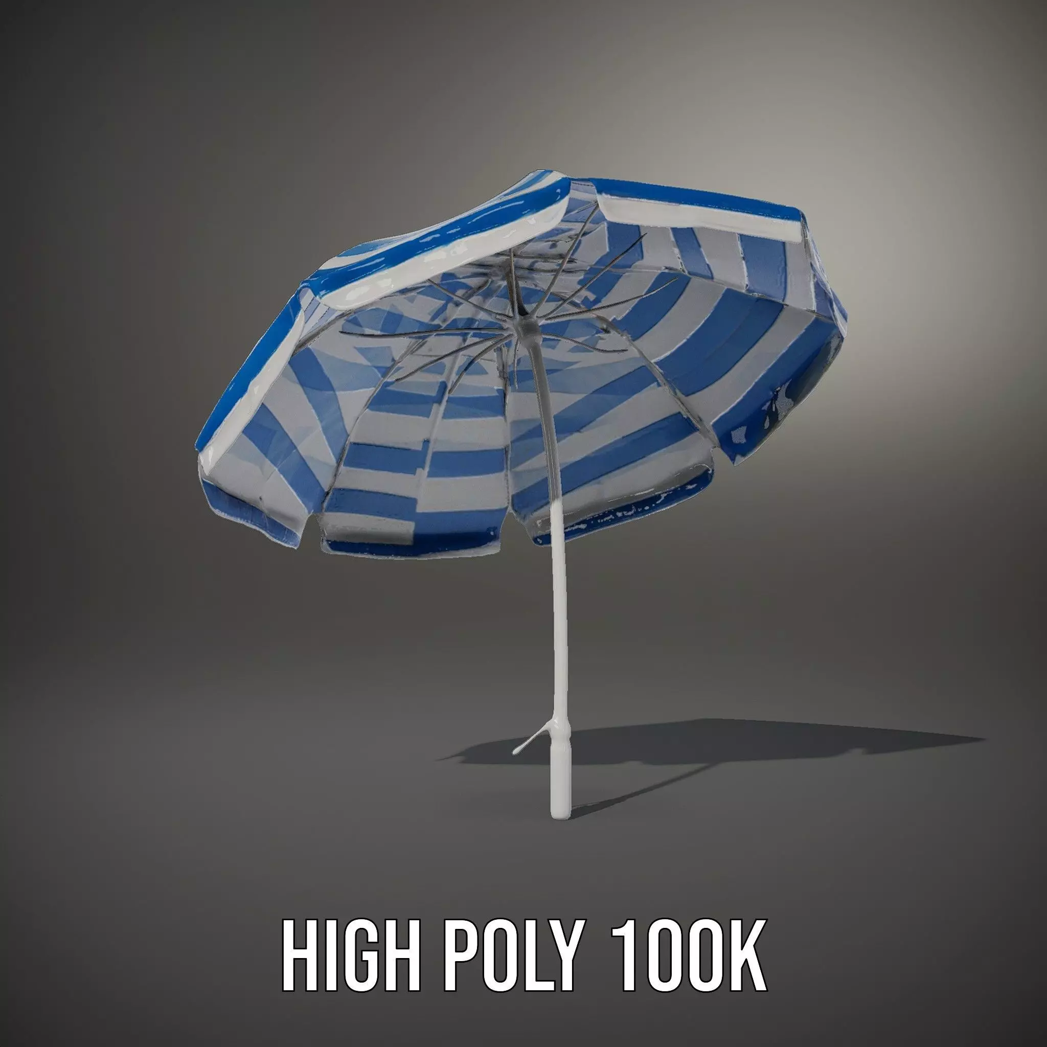 Striped Beach Umbrella model pack Low-poly 3D model_9