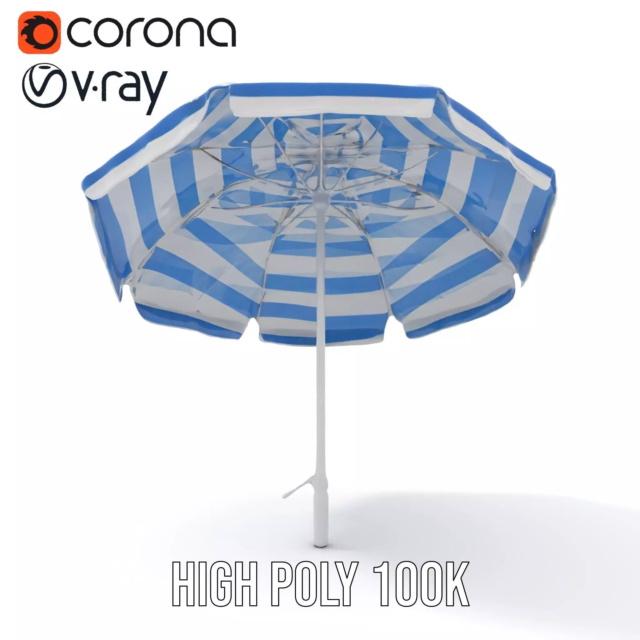 Striped Beach Umbrella model pack Low-poly 3D model_21