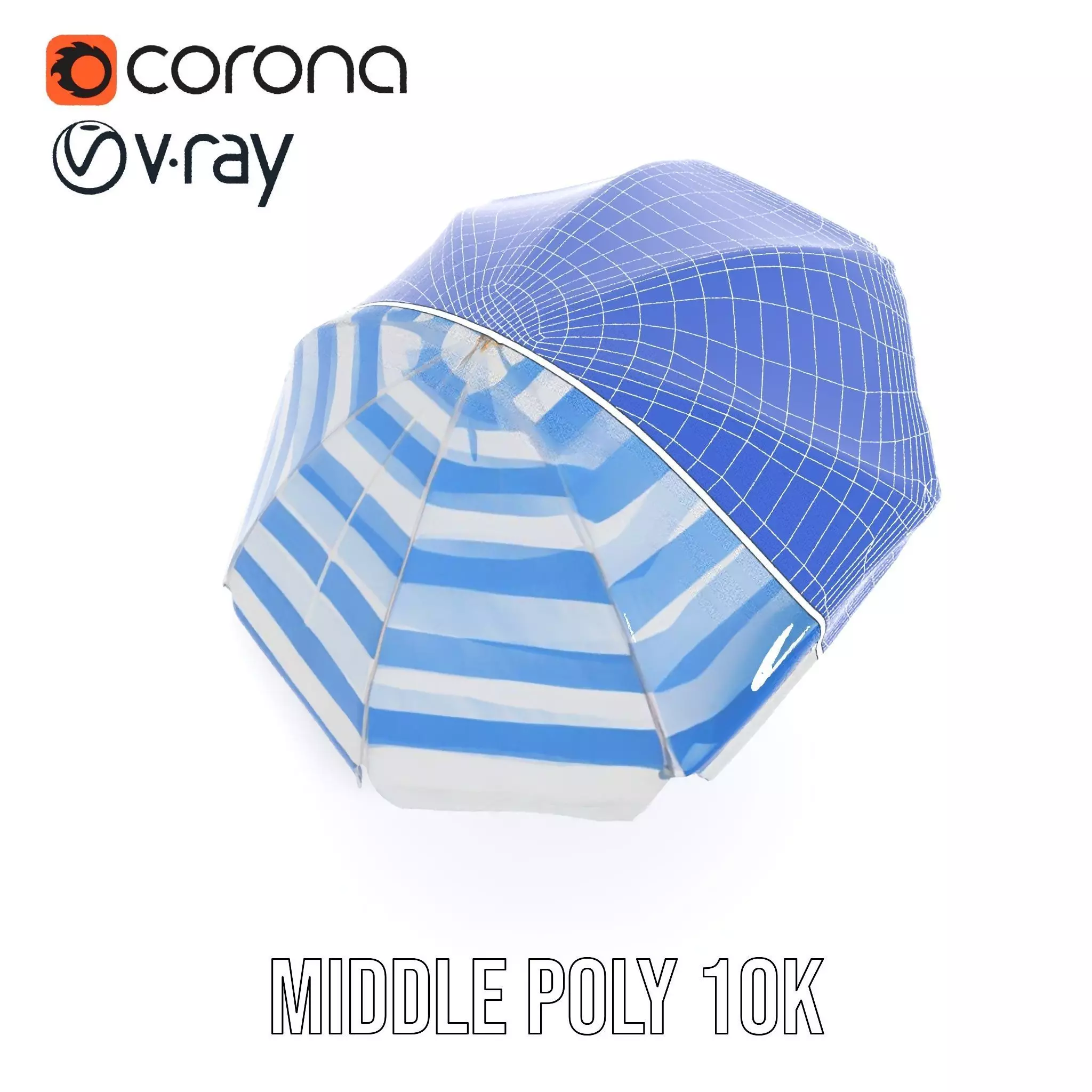 Striped Beach Umbrella model pack Low-poly 3D model_27