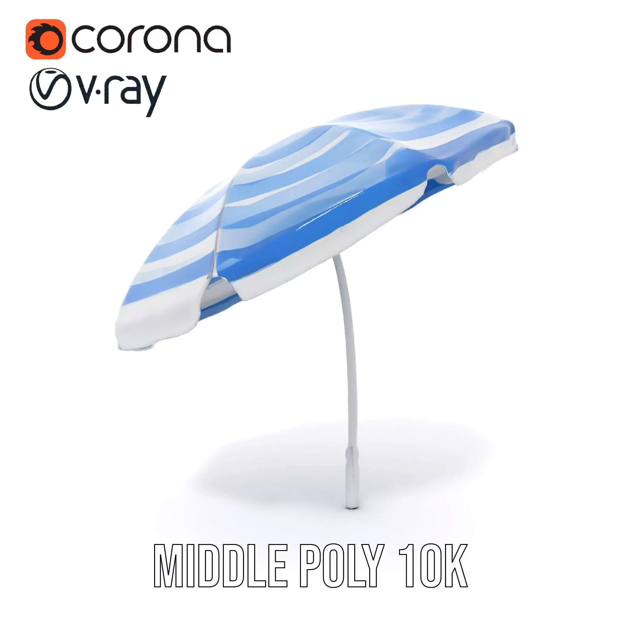 Striped Beach Umbrella model pack Low-poly 3D model_7
