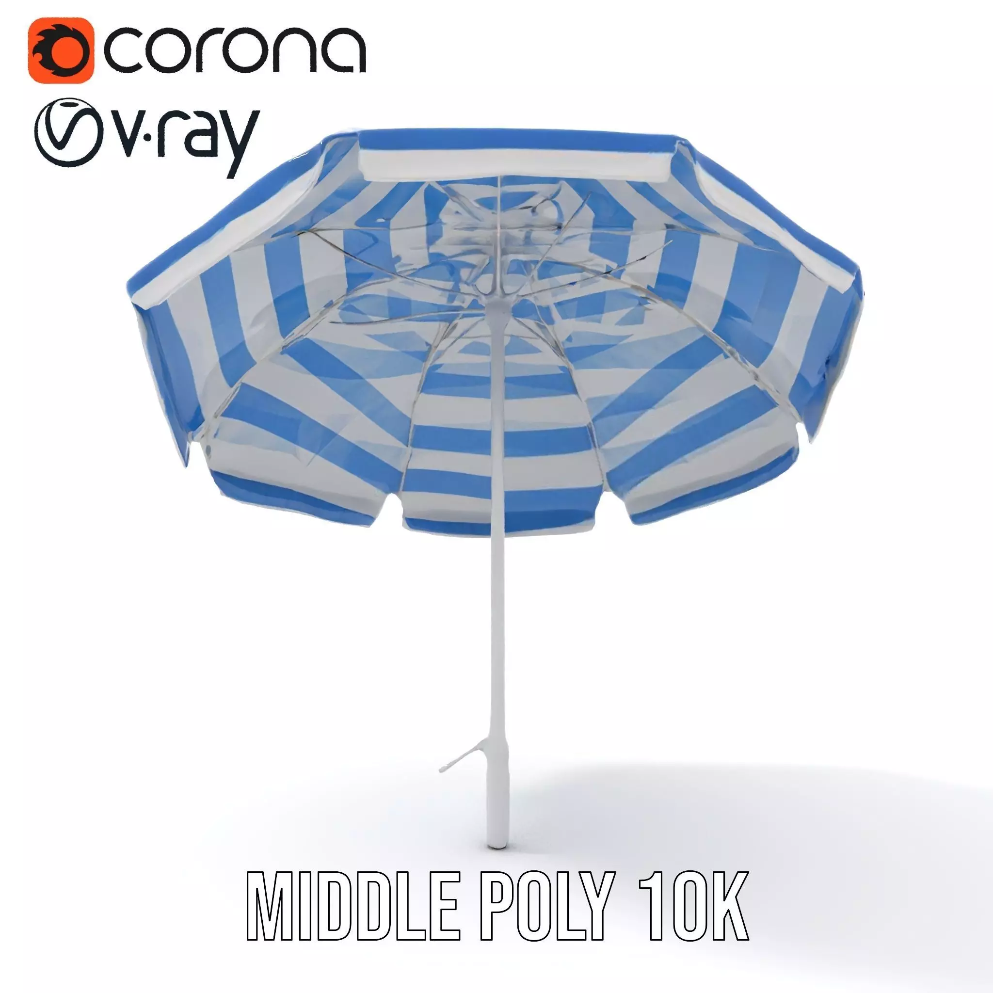 Striped Beach Umbrella model pack Low-poly 3D model_16