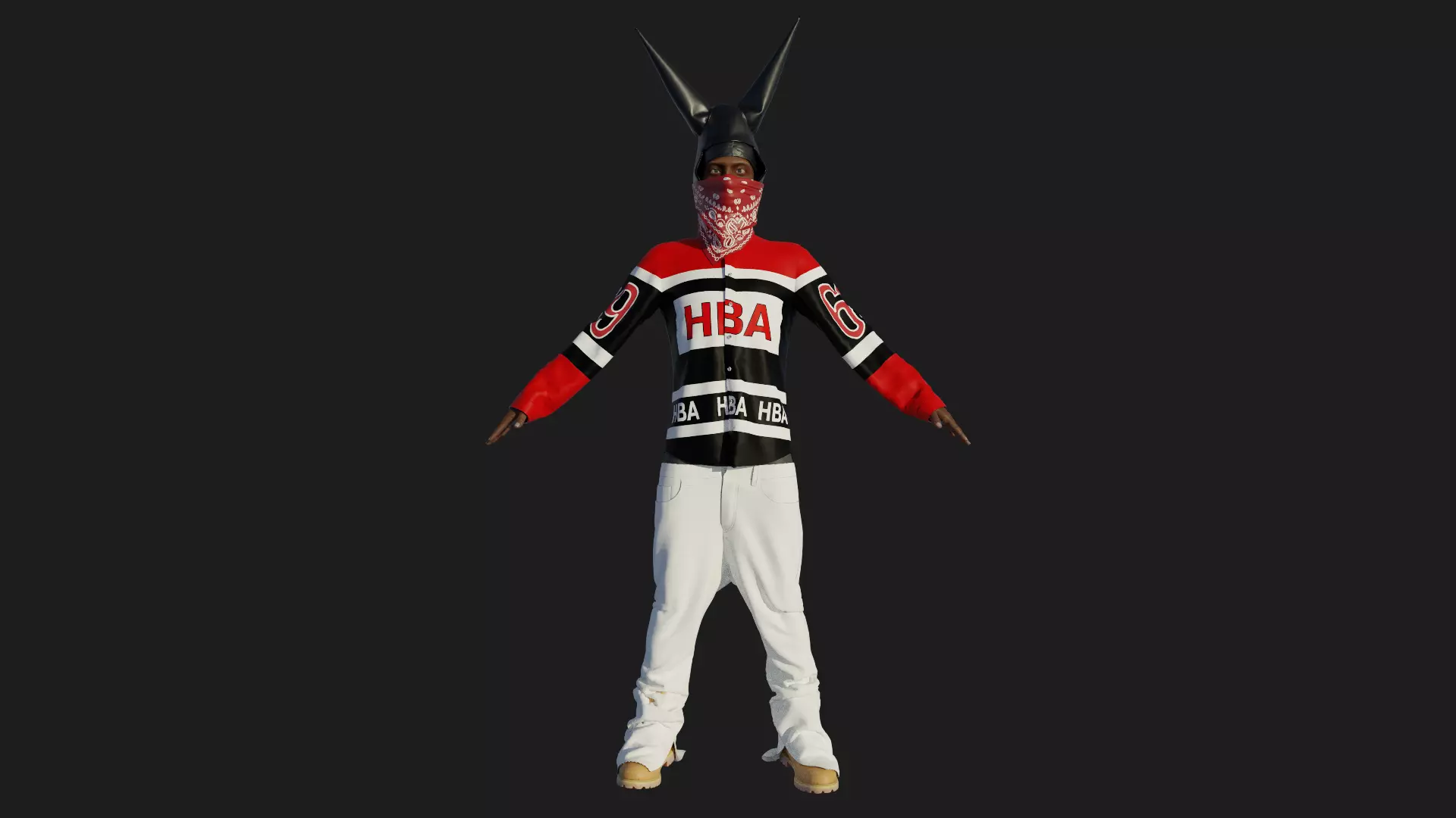 Playboi Carti Evil Jordan Inspired 3D Model Fully Rigged 3D model_1