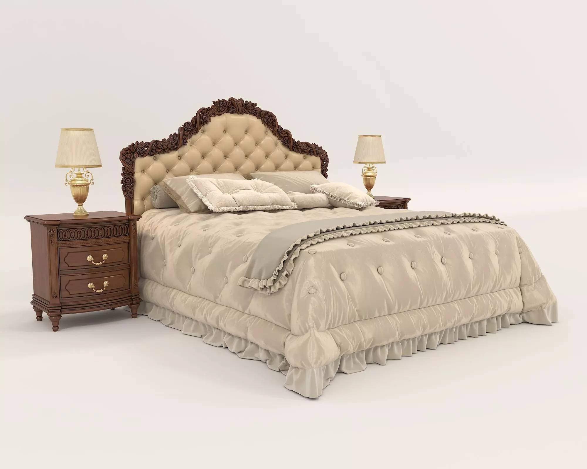 Classic European Style Bed Set 43 3D model_5