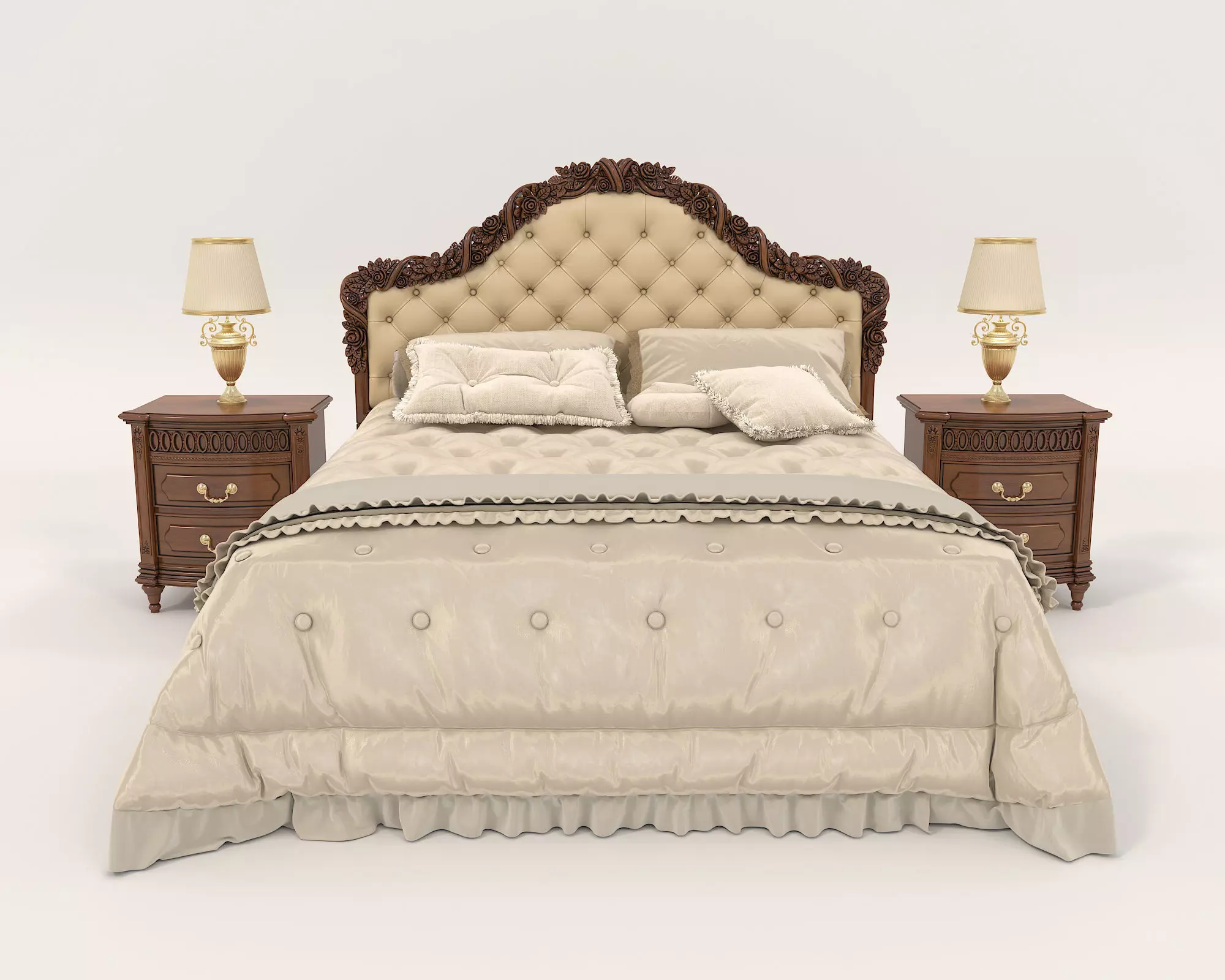 Classic European Style Bed Set 43 3D model_0