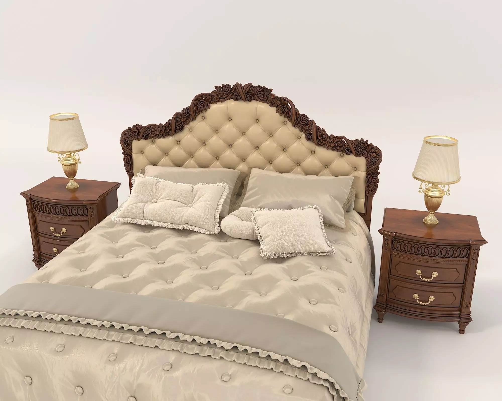 Classic European Style Bed Set 43 3D model_6
