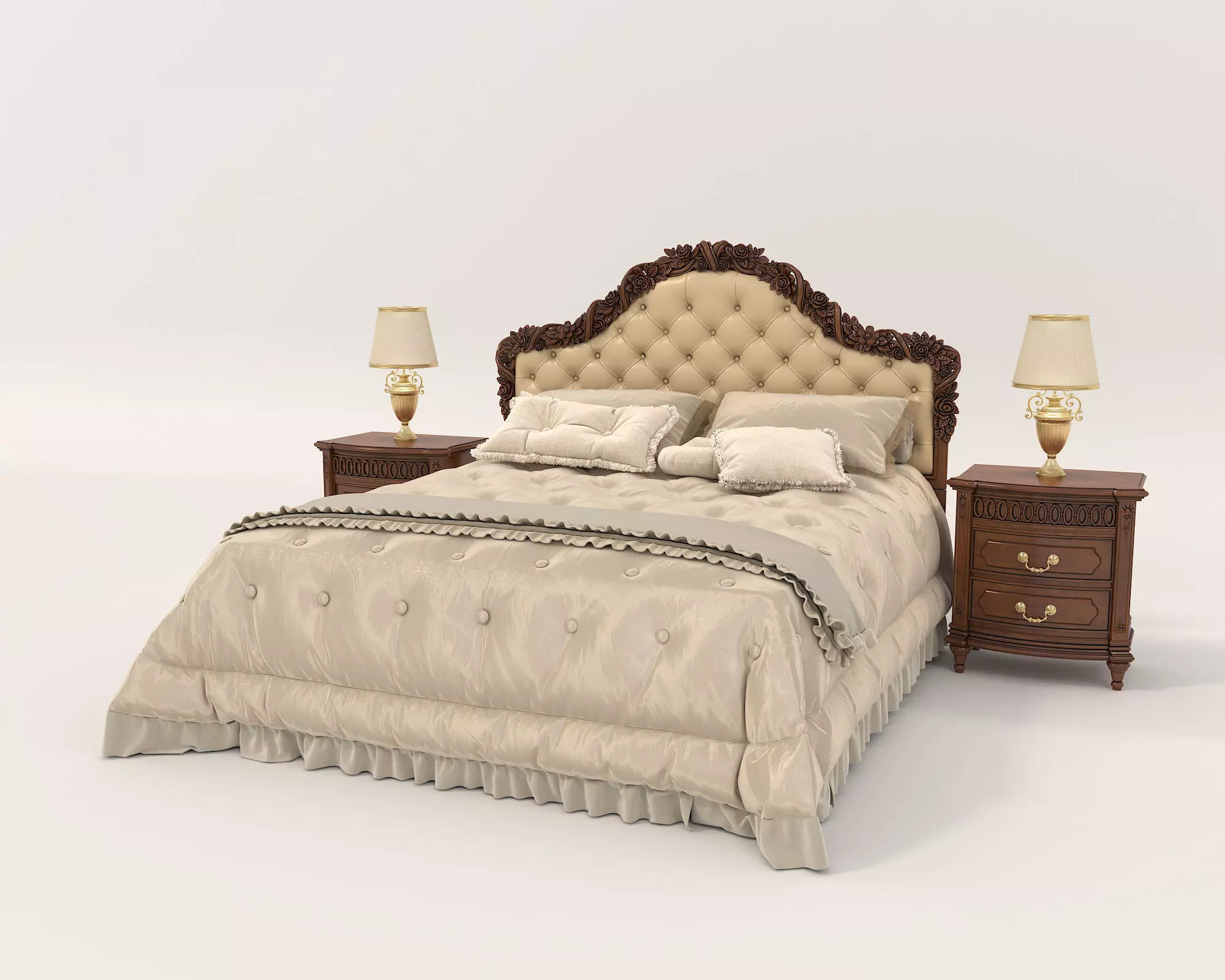 Classic European Style Bed Set 43 3D model_1