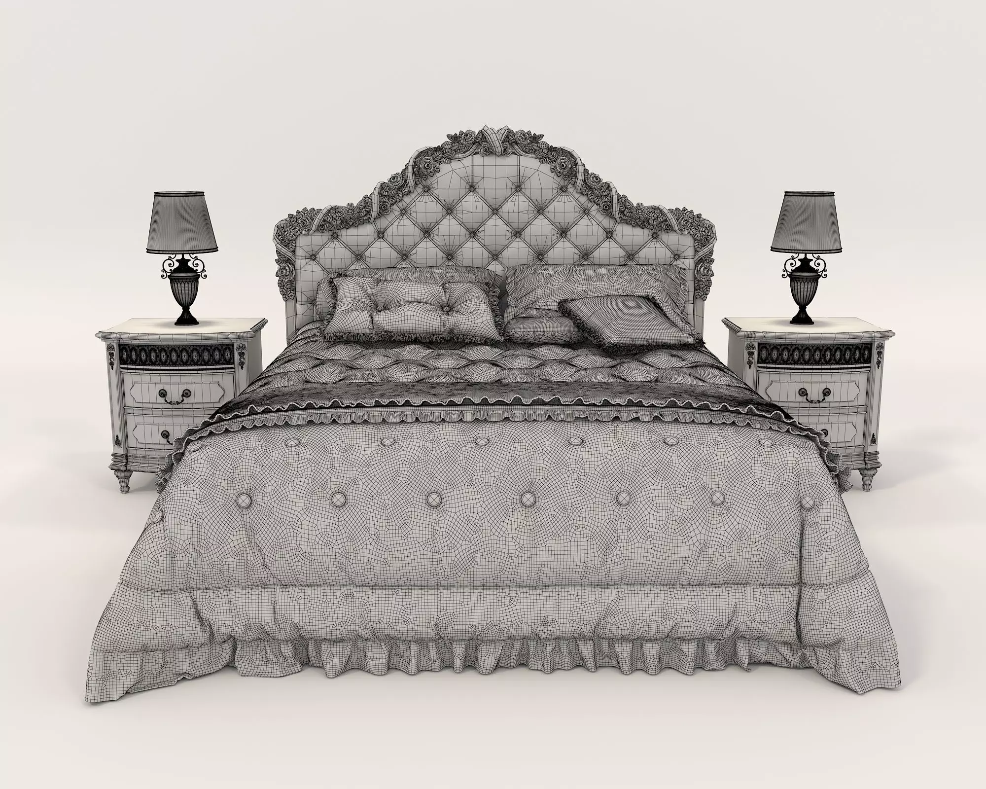 Classic European Style Bed Set 43 3D model_8
