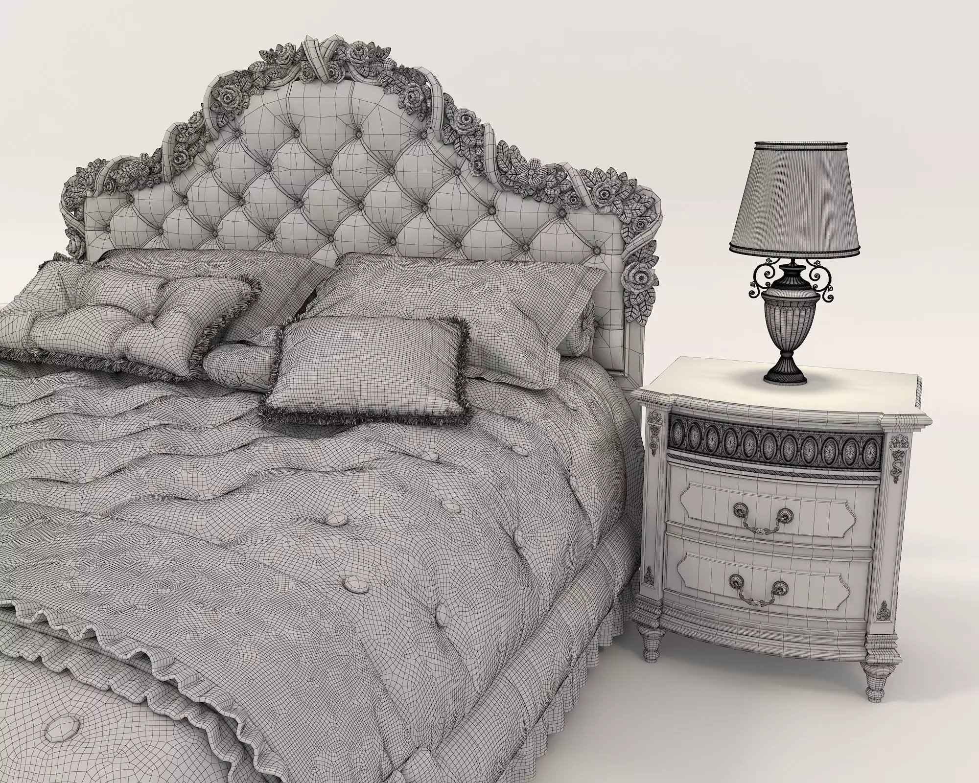 Classic European Style Bed Set 43 3D model_10