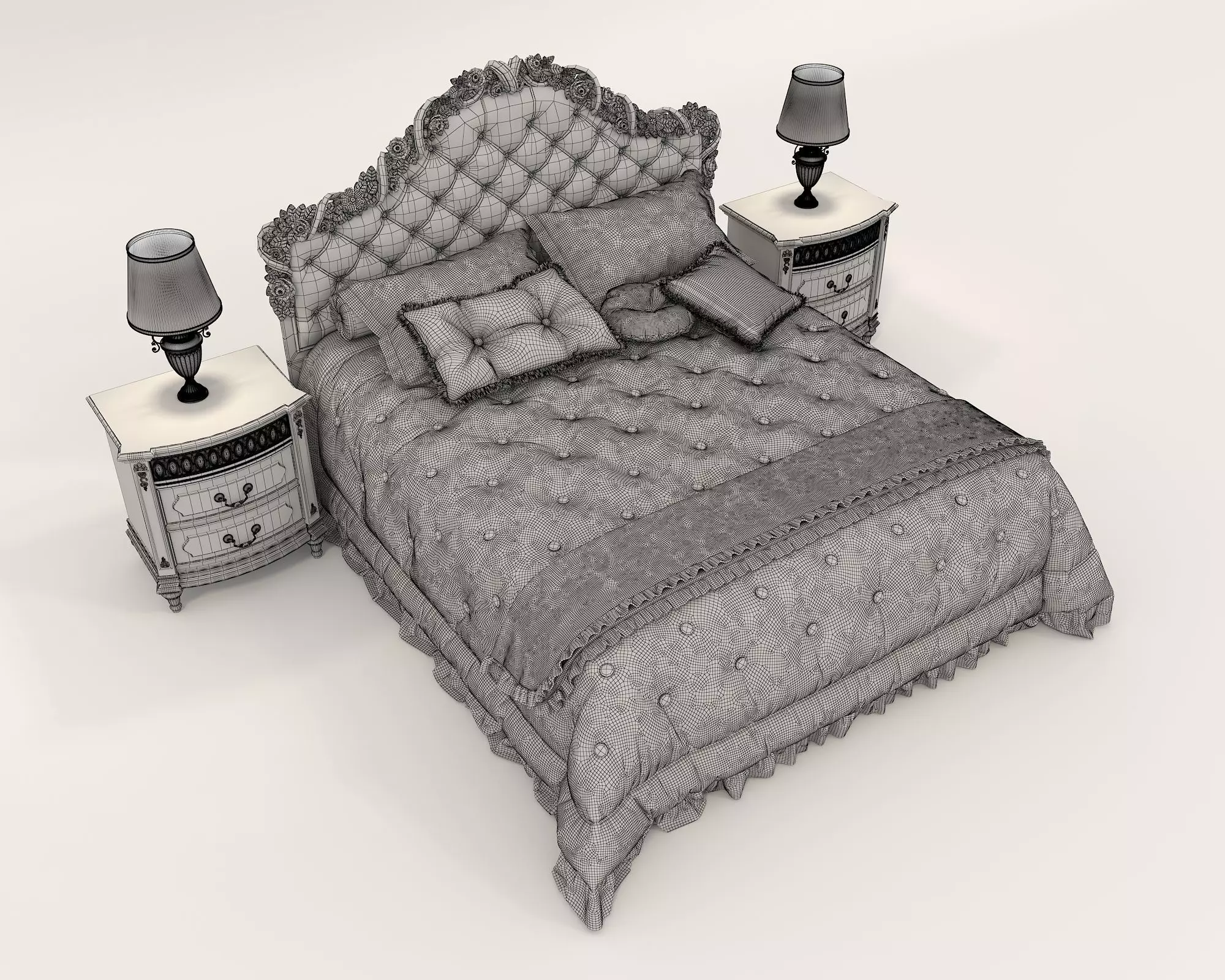 Classic European Style Bed Set 43 3D model_9