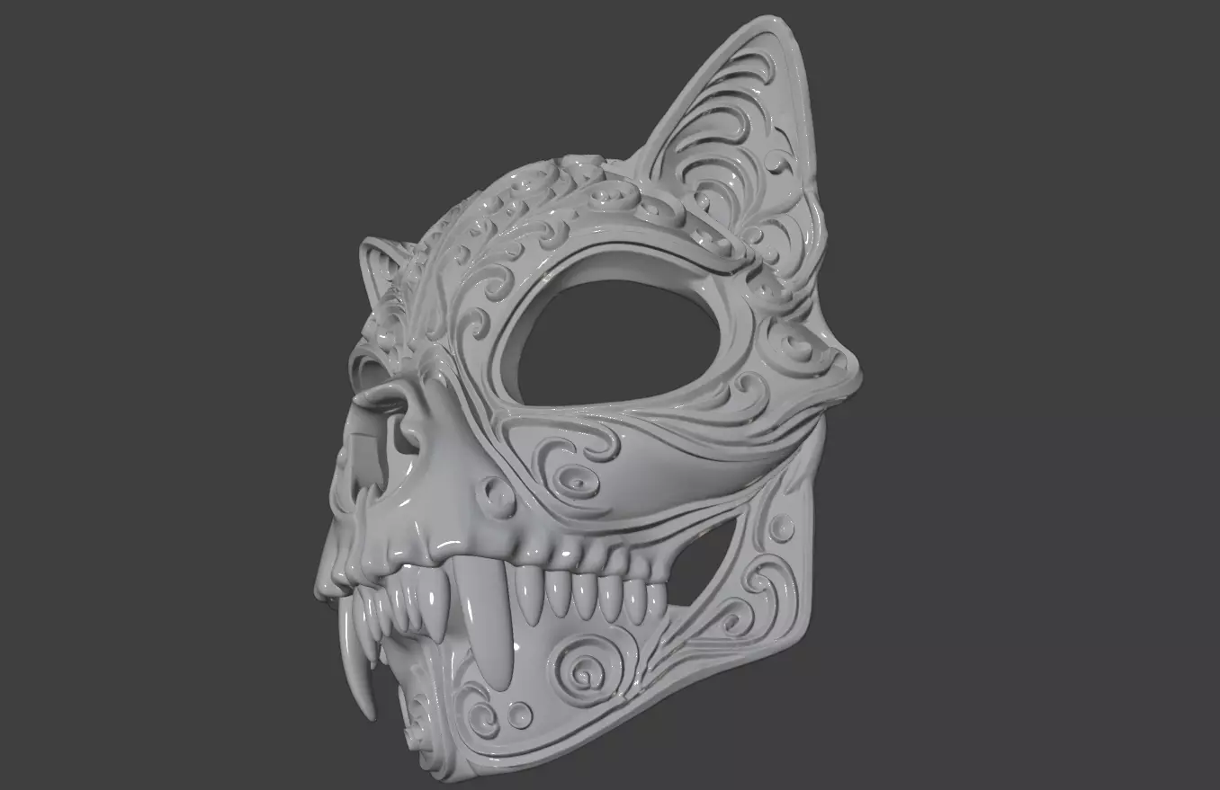 CAT SKULL MASK 3D print model_5