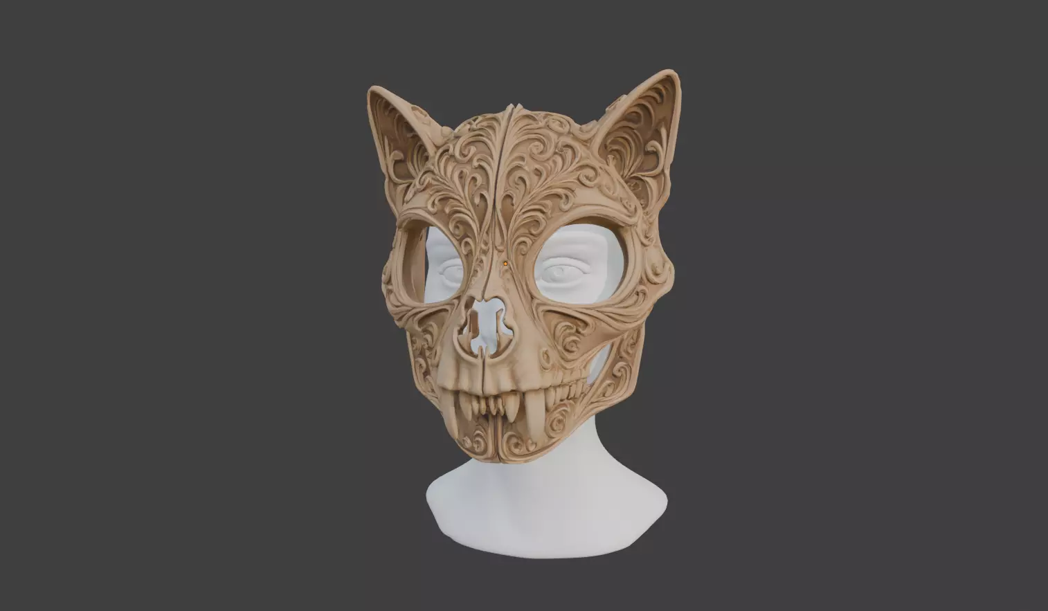 CAT SKULL MASK 3D print model_0