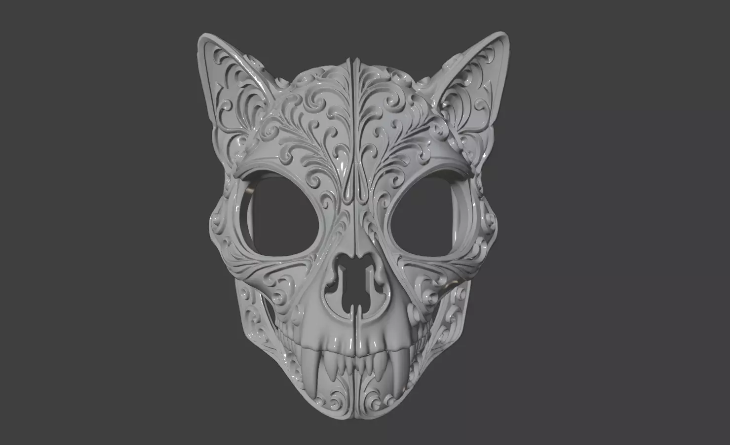 CAT SKULL MASK 3D print model_3