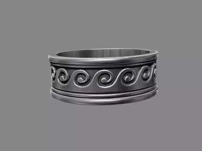 Ancient Greek Waves wedding band engagement ring