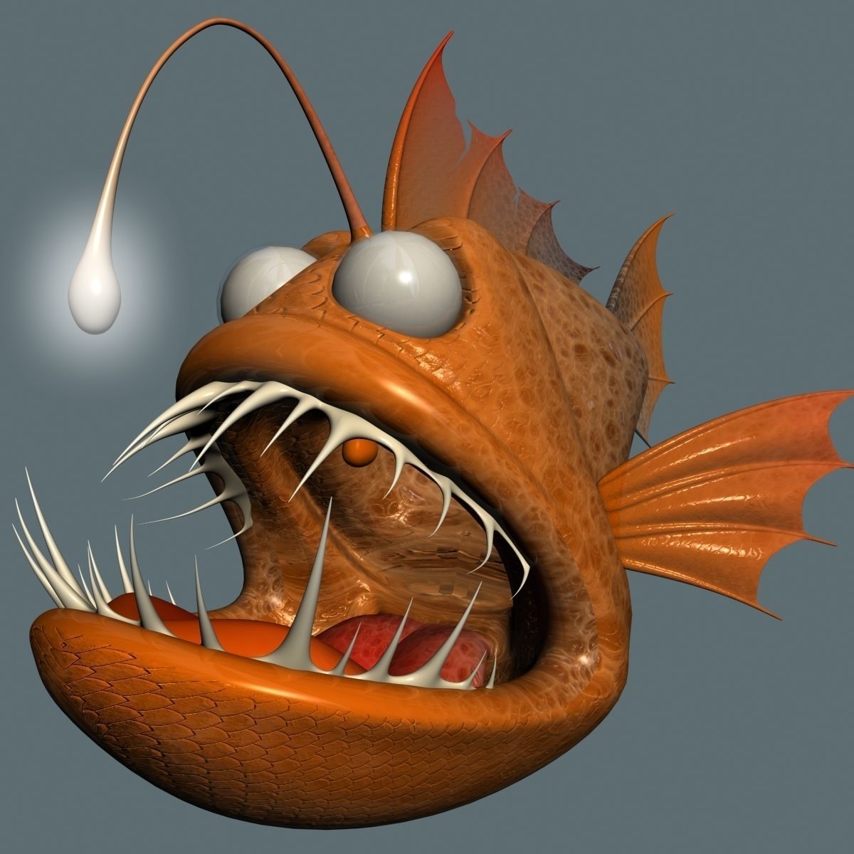 Cartoon Anglerfish RIGGED and ANIMATD Low-poly 3D model_2
