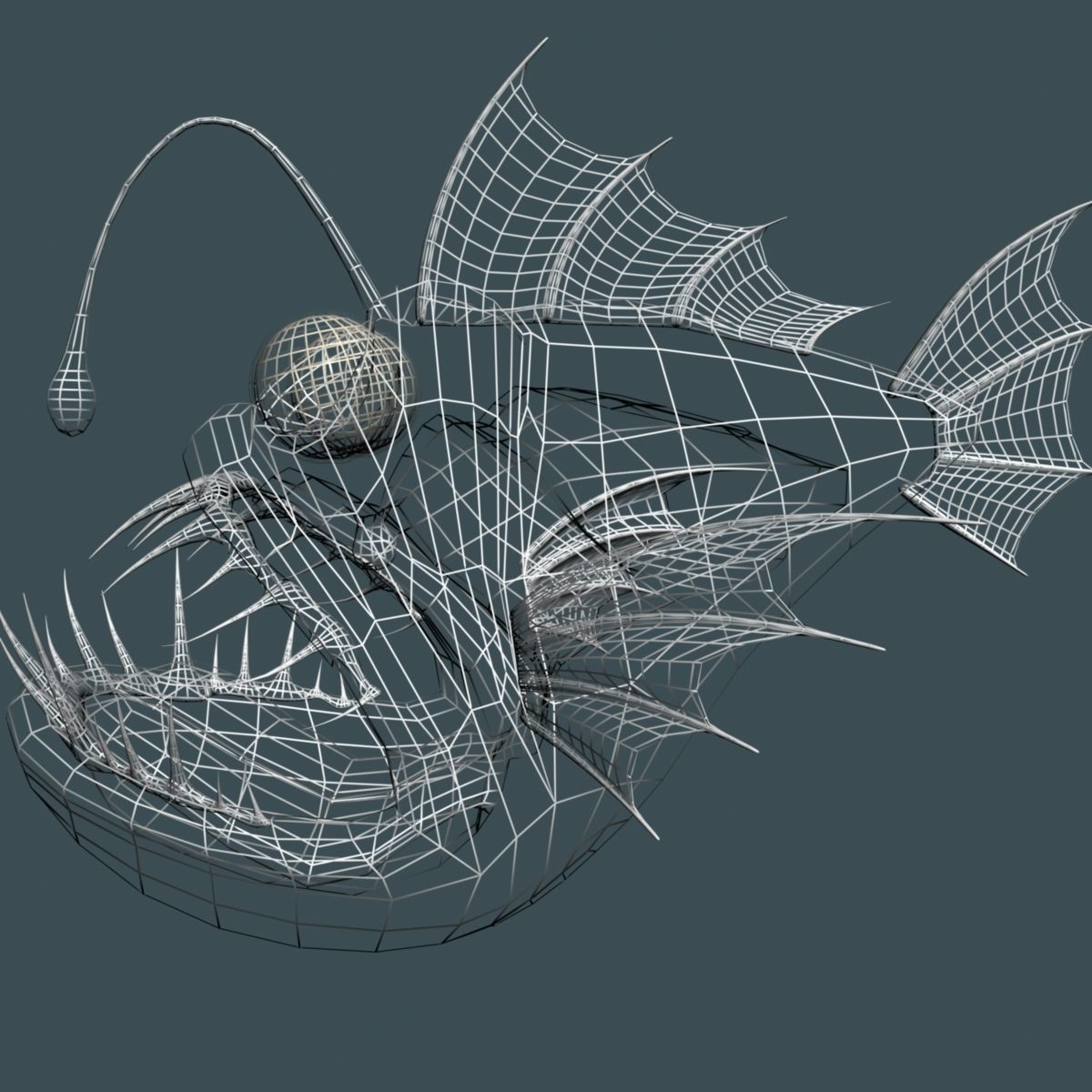 Cartoon Anglerfish RIGGED and ANIMATD Low-poly 3D model_6