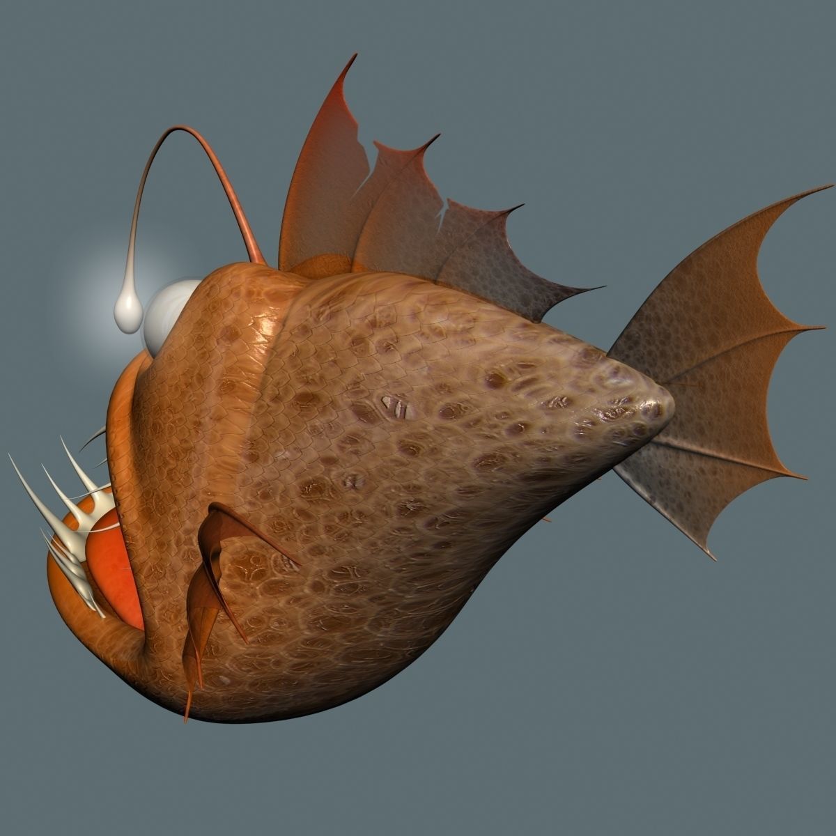 Cartoon Anglerfish RIGGED and ANIMATD Low-poly 3D model_4