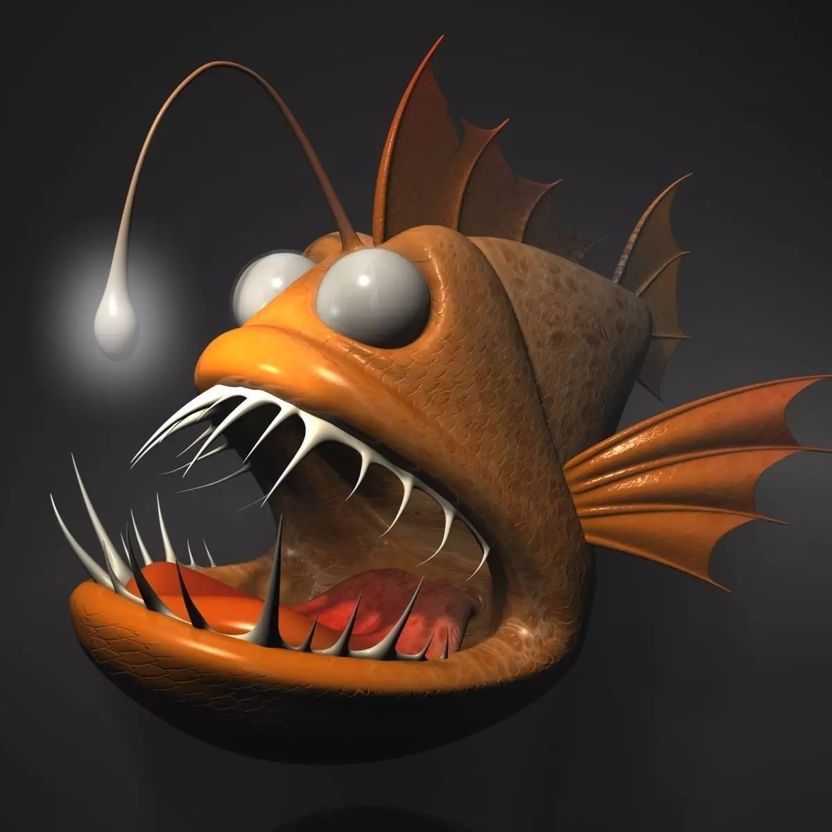 Cartoon Anglerfish RIGGED and ANIMATD Low-poly 3D model_0