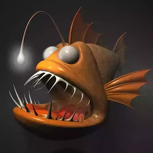 Cartoon Anglerfish RIGGED and ANIMATD Low-poly 3D model