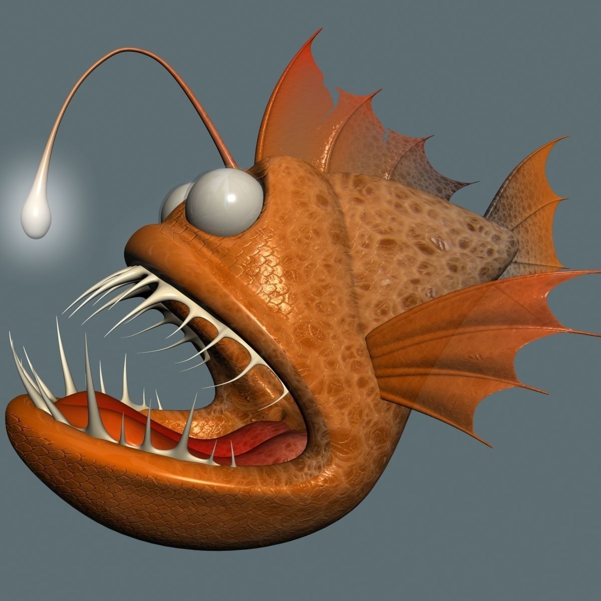 Cartoon Anglerfish RIGGED and ANIMATD Low-poly 3D model_3