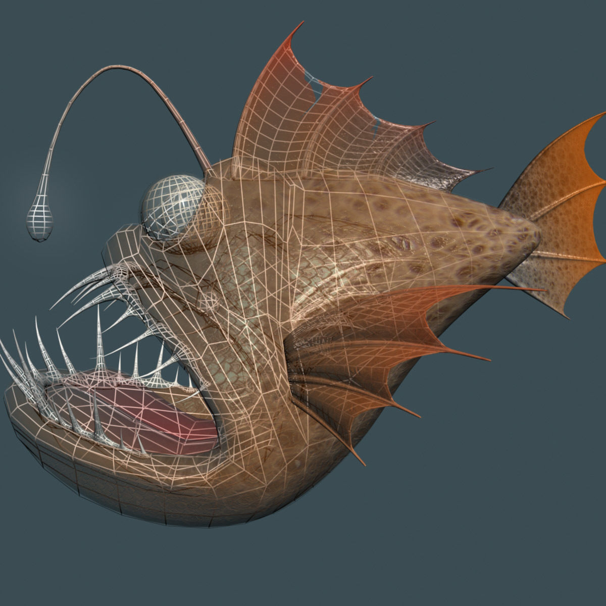 Cartoon Anglerfish RIGGED and ANIMATD Low-poly 3D model_5