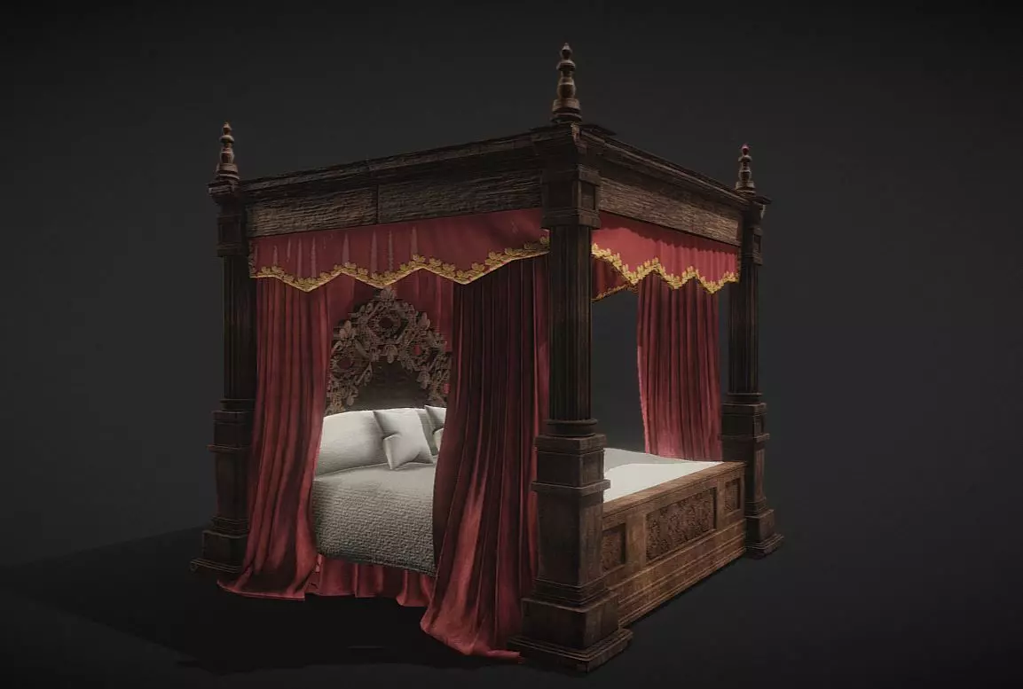 Victorian Bed 3D model_3