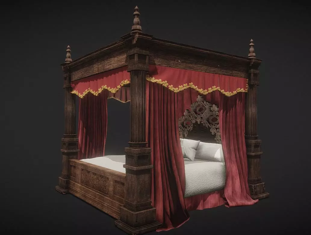 Victorian Bed 3D model_0