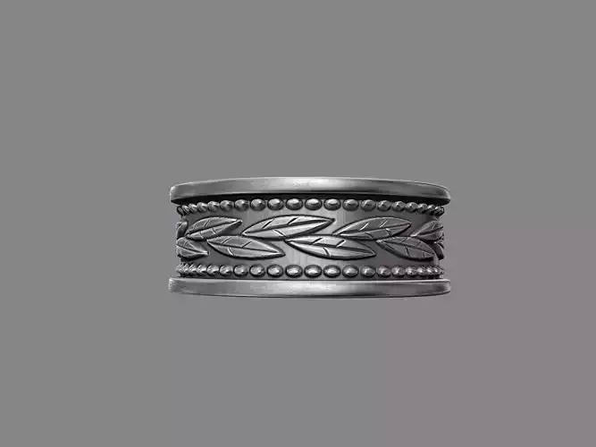 Ornate Floral Greek wedding band ring 