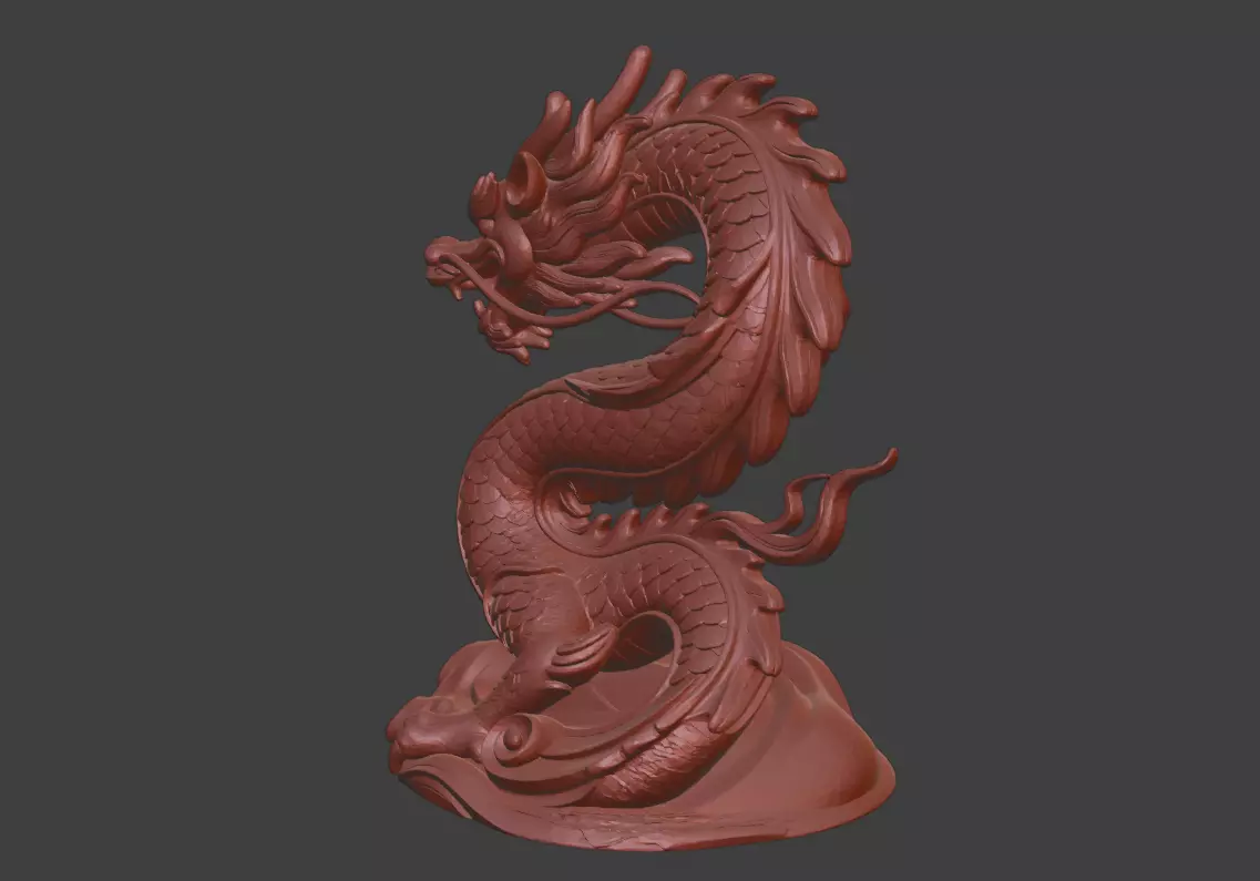 The 3D model of the dragon sculpture is printable 3D print model_5