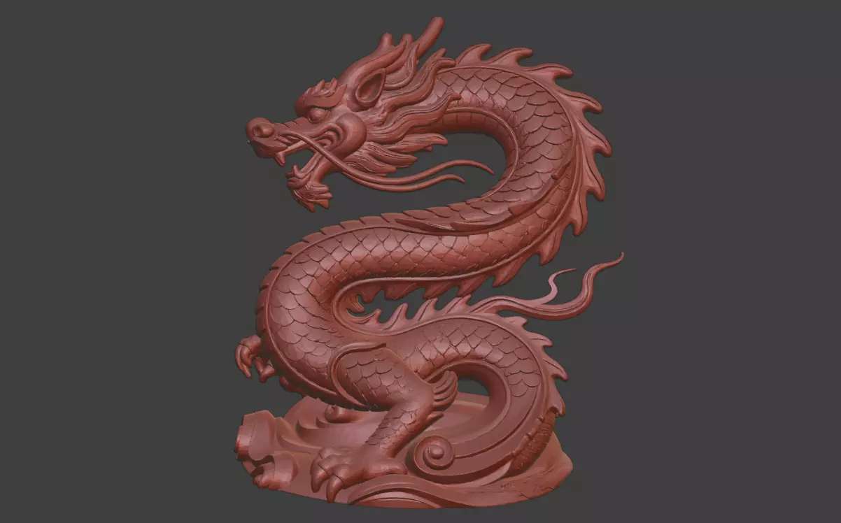 The 3D model of the dragon sculpture is printable 3D print model_2