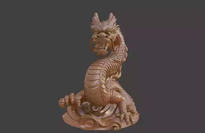 The 3D model of the dragon sculpture is printable
