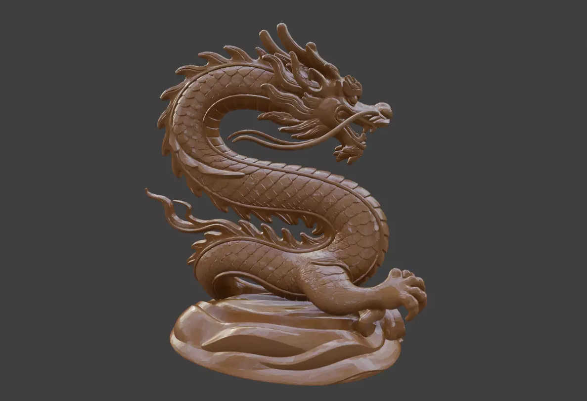 The 3D model of the dragon sculpture is printable 3D print model_4