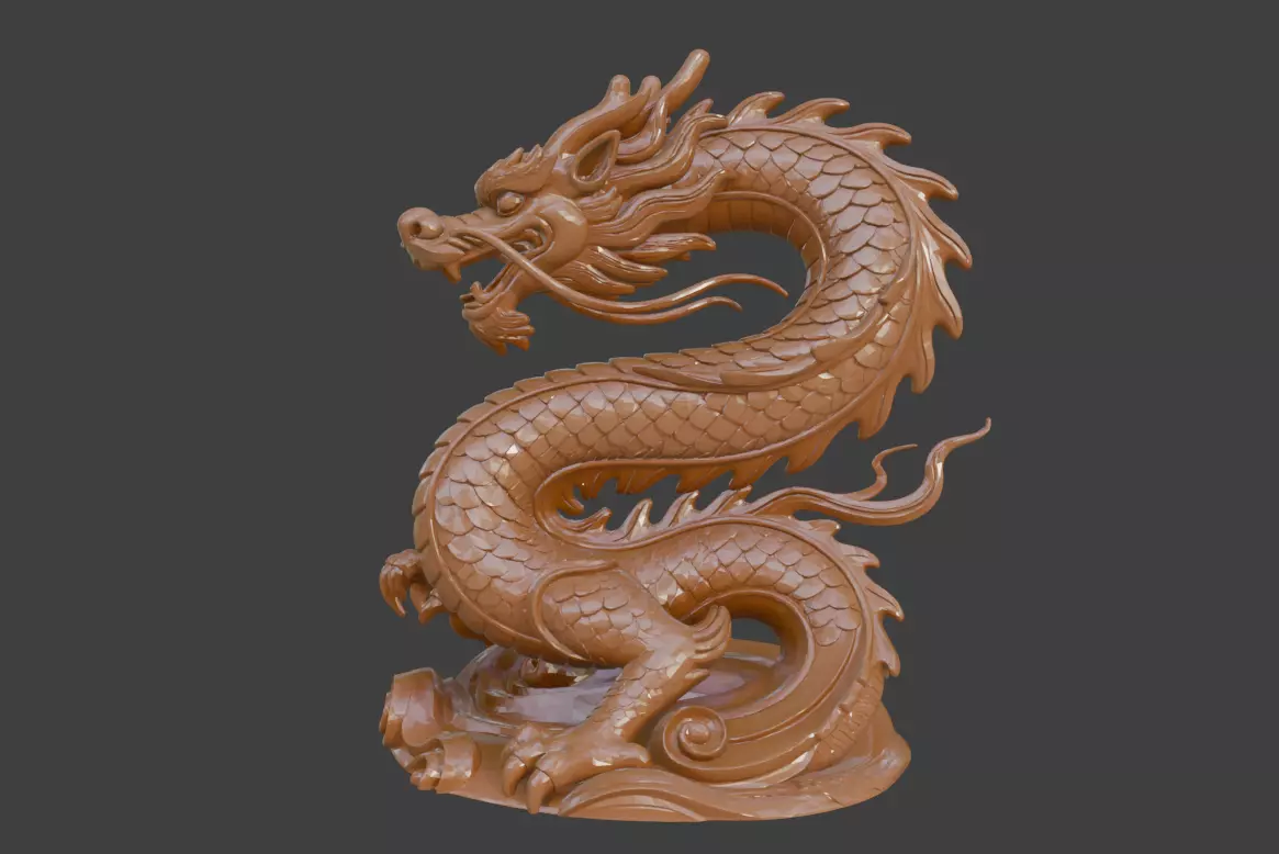 The 3D model of the dragon sculpture is printable 3D print model_6