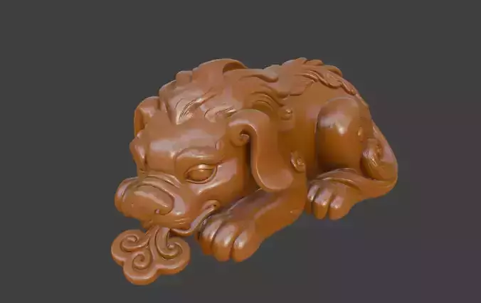 The 3D model of the dragon sculpture is printable