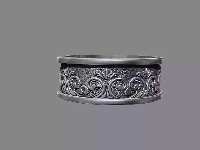 Demask floral victorian patterned wedding band 