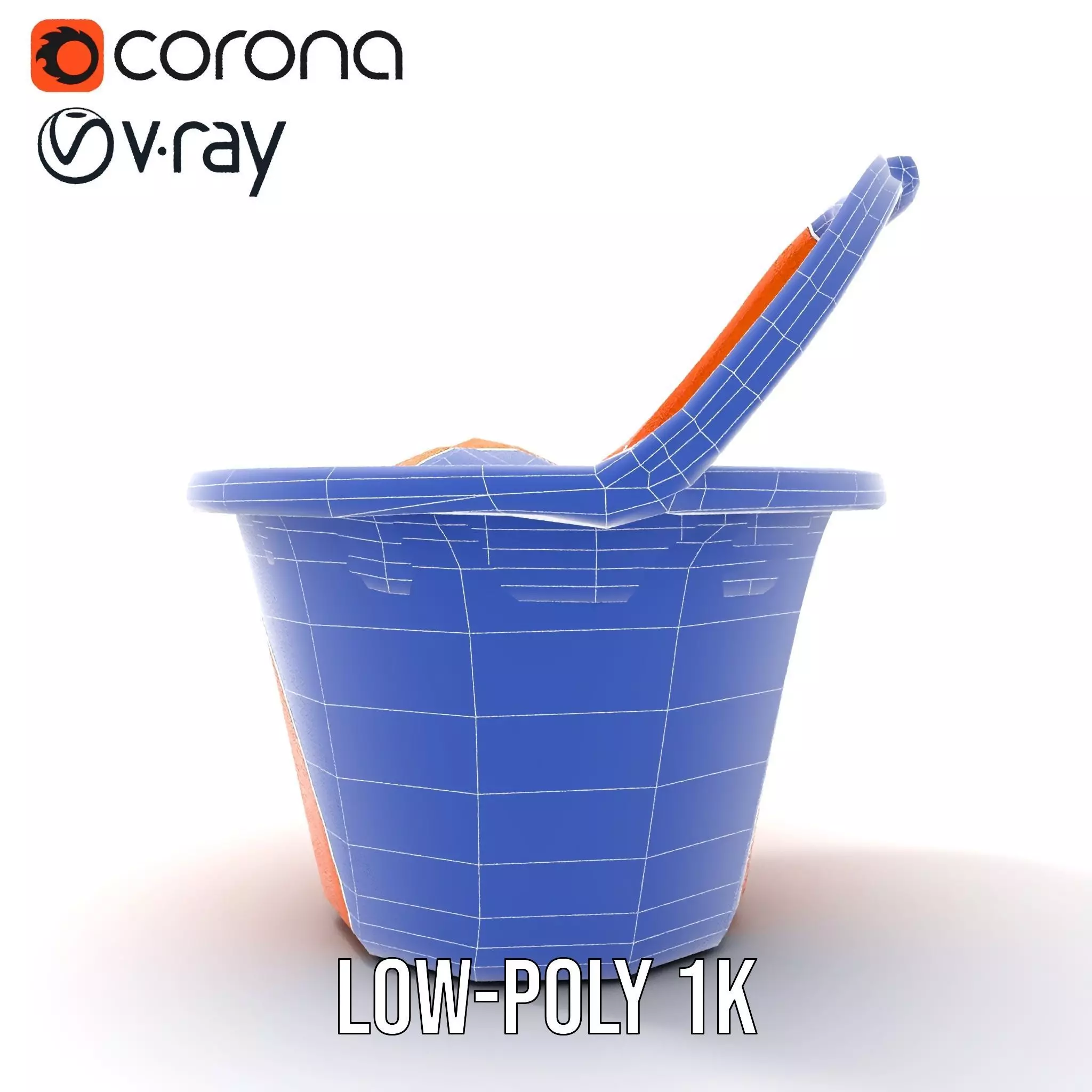 Orange Sand Bucket model pack Low-poly 3D model_10
