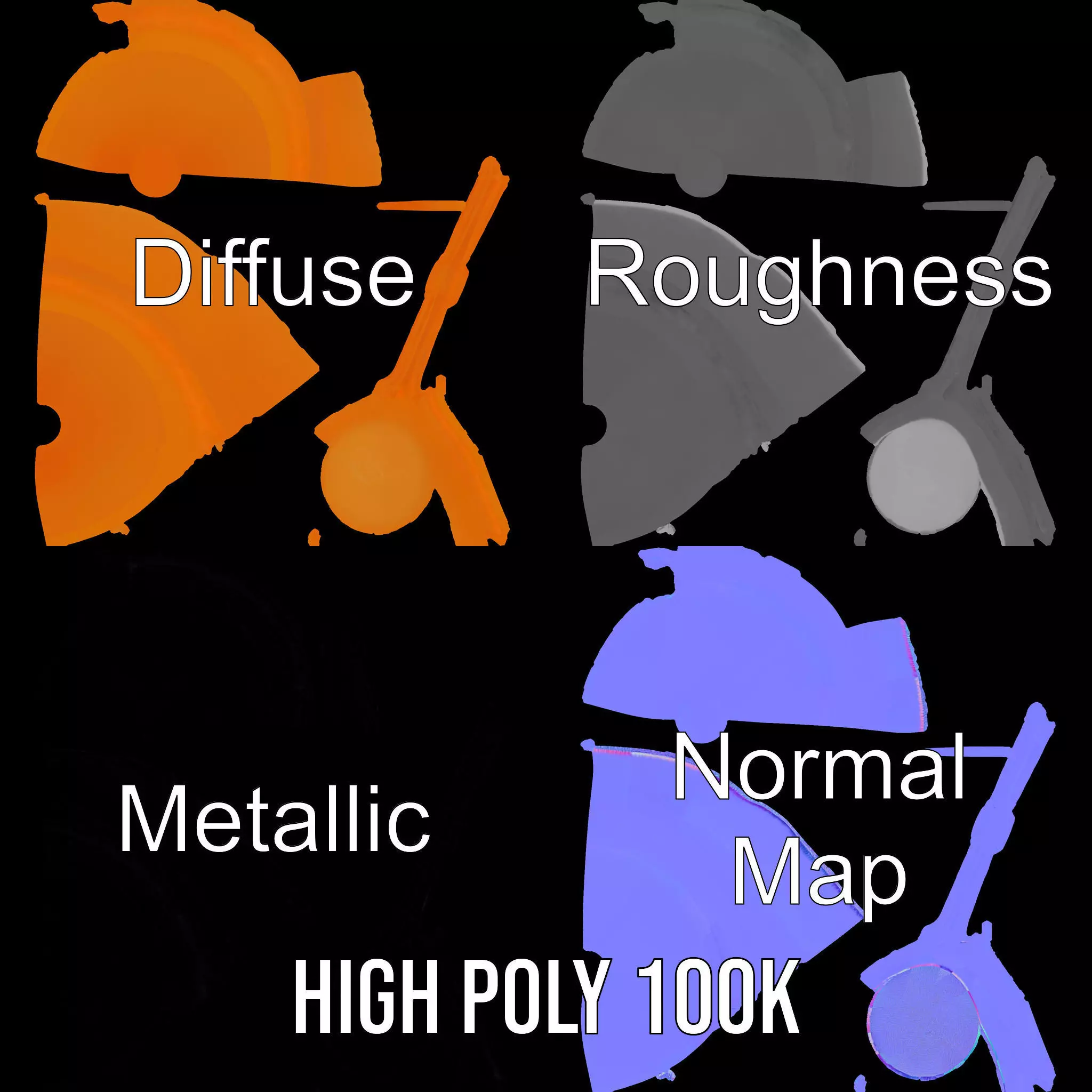 Orange Sand Bucket model pack Low-poly 3D model_4