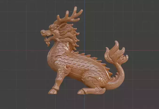 3D model of a clay sculpture of the auspicious beast Kunpeng 