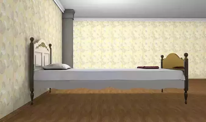 Elegant bed for village house 3D model