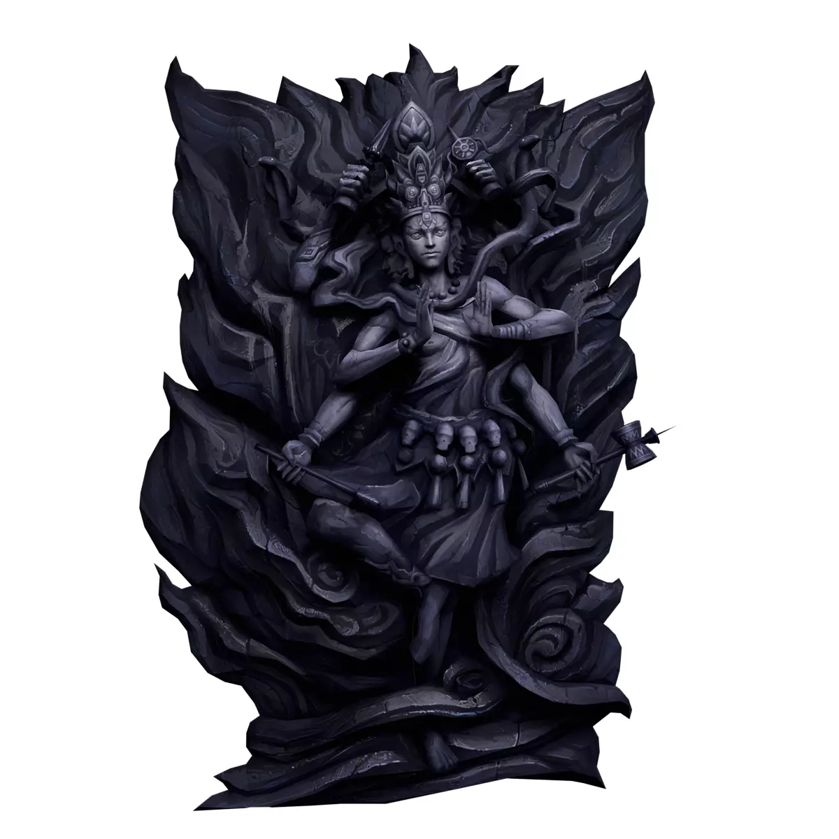 Shiva Nataraja Buddha Statue Relief Low-poly 3D model_2