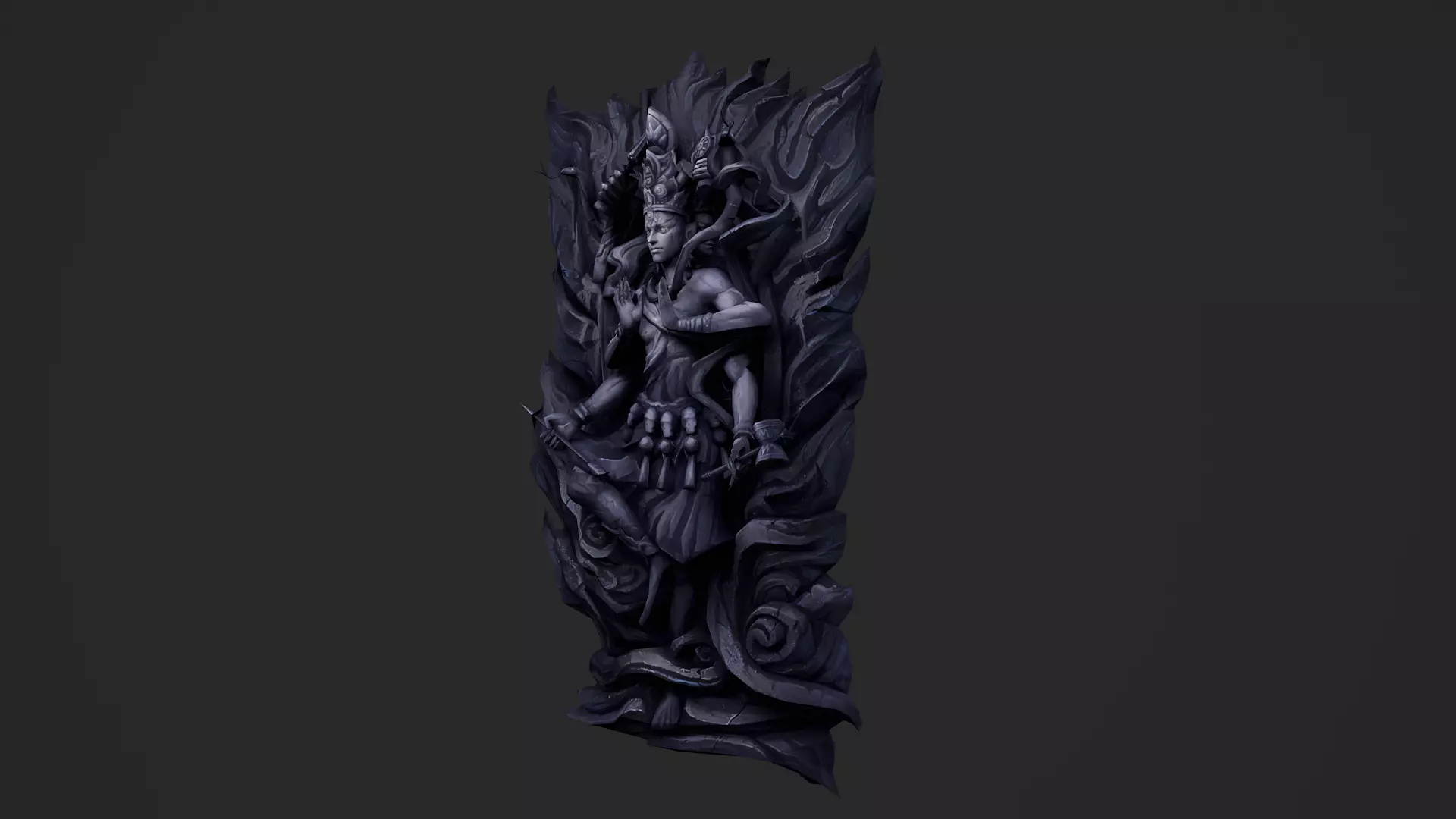 Shiva Nataraja Buddha Statue Relief Low-poly 3D model_5