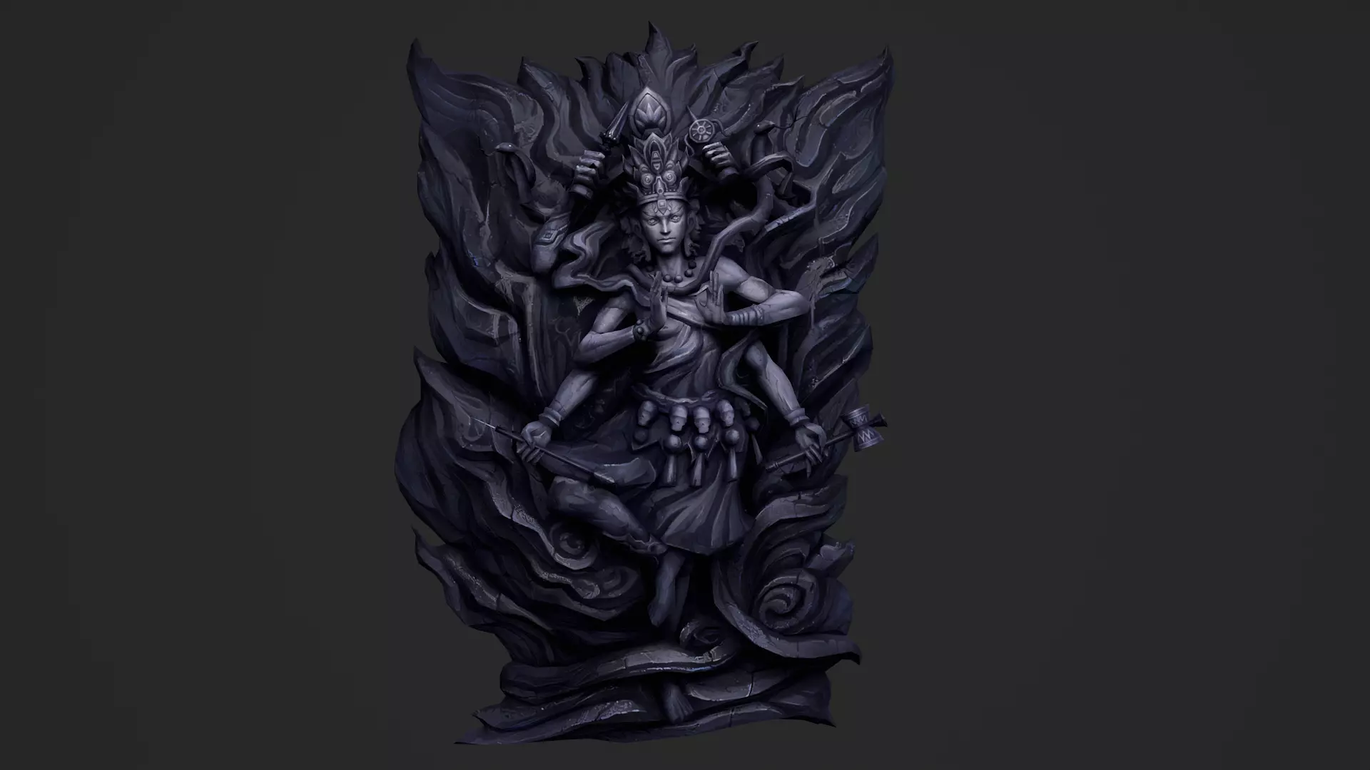 Shiva Nataraja Buddha Statue Relief Low-poly 3D model_3