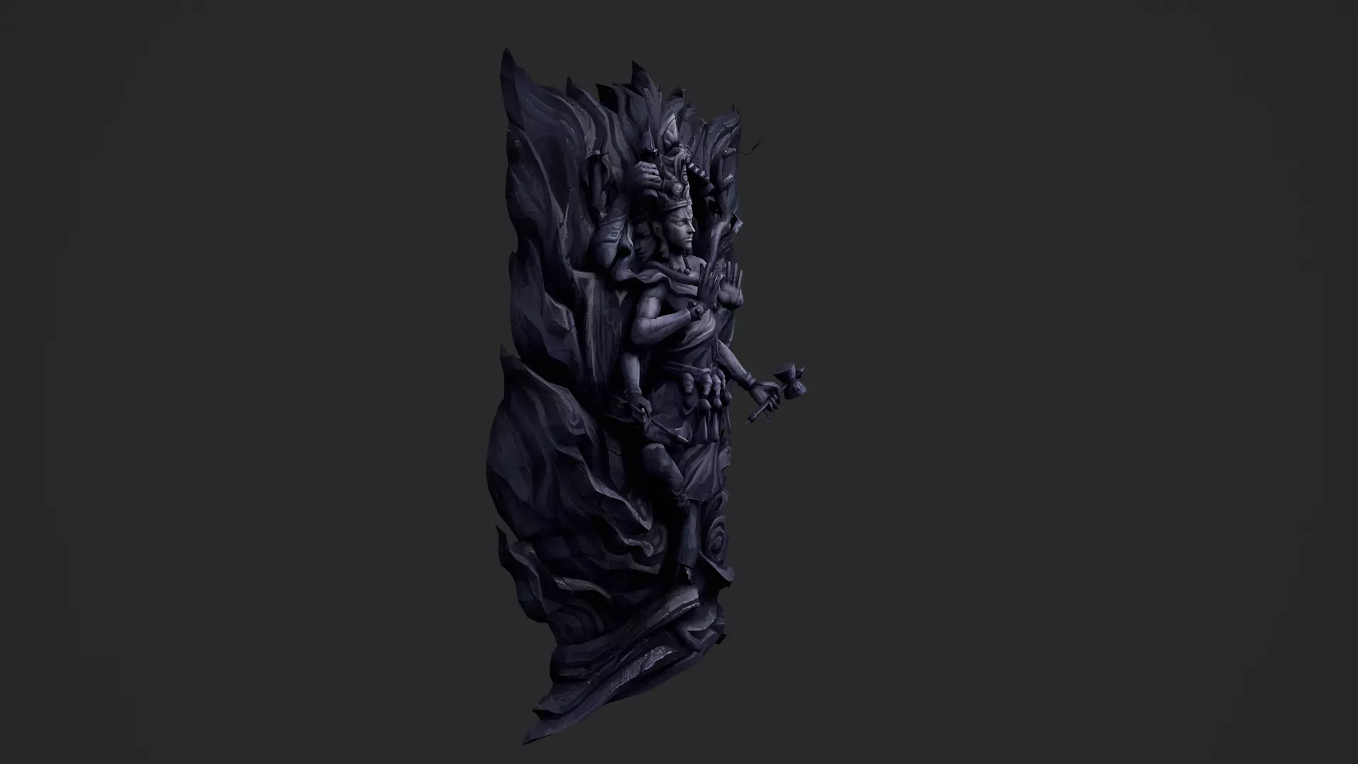 Shiva Nataraja Buddha Statue Relief Low-poly 3D model_4