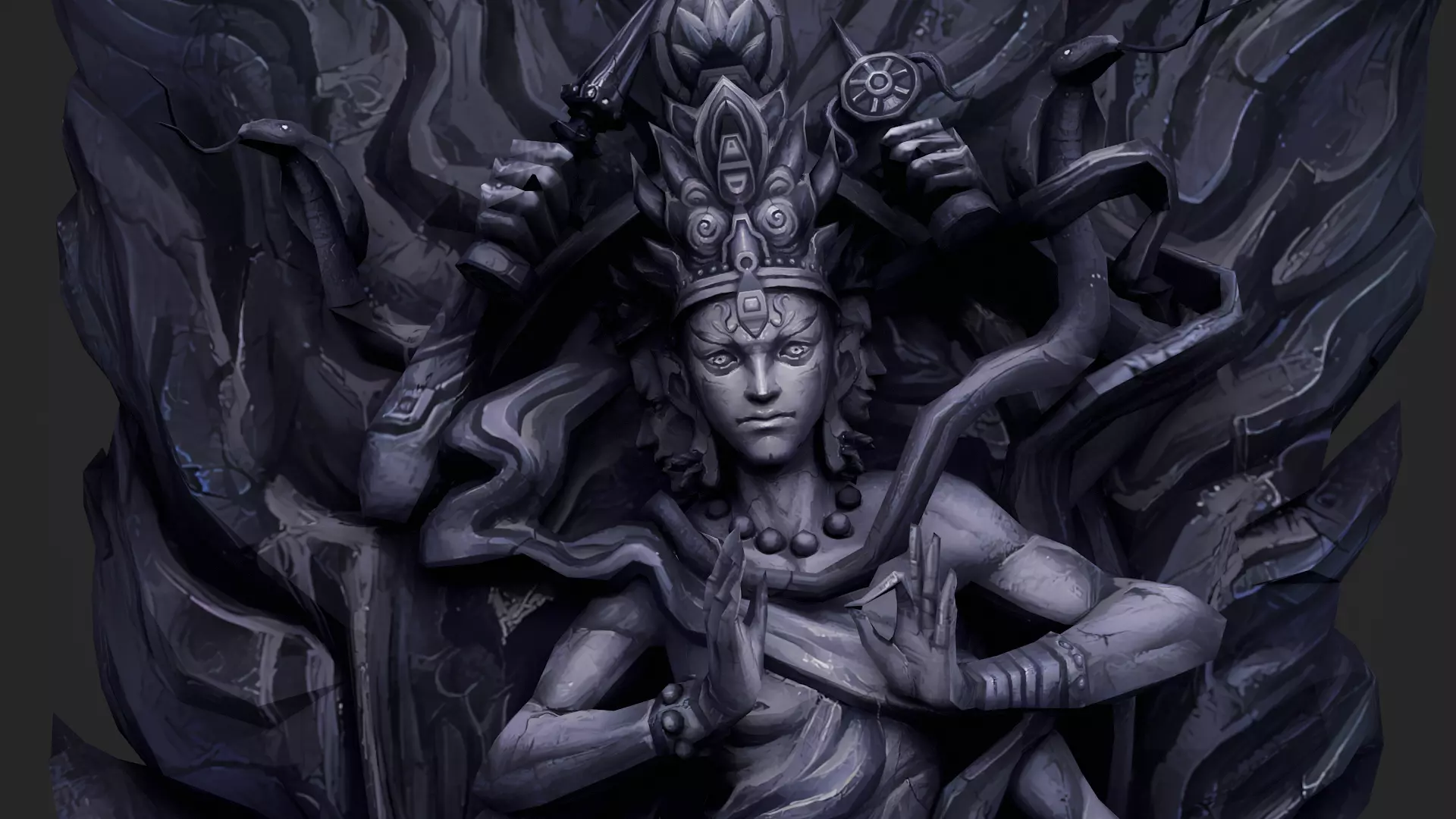 Shiva Nataraja Buddha Statue Relief Low-poly 3D model_0