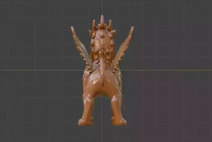  3D model of a clay sculpture of the auspicious beast Kunpeng 