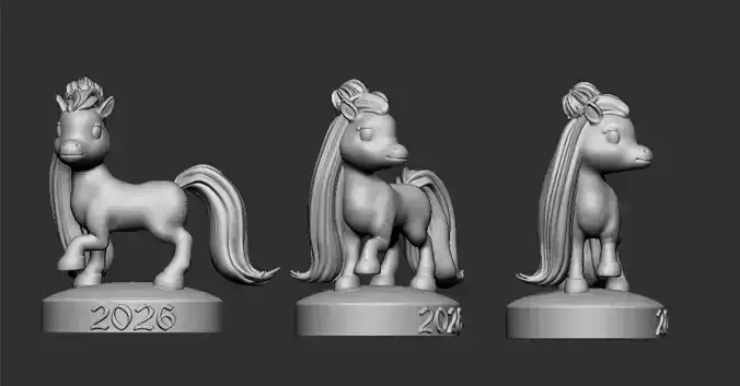 New Year Pony 2026  Cute 3D Print Model