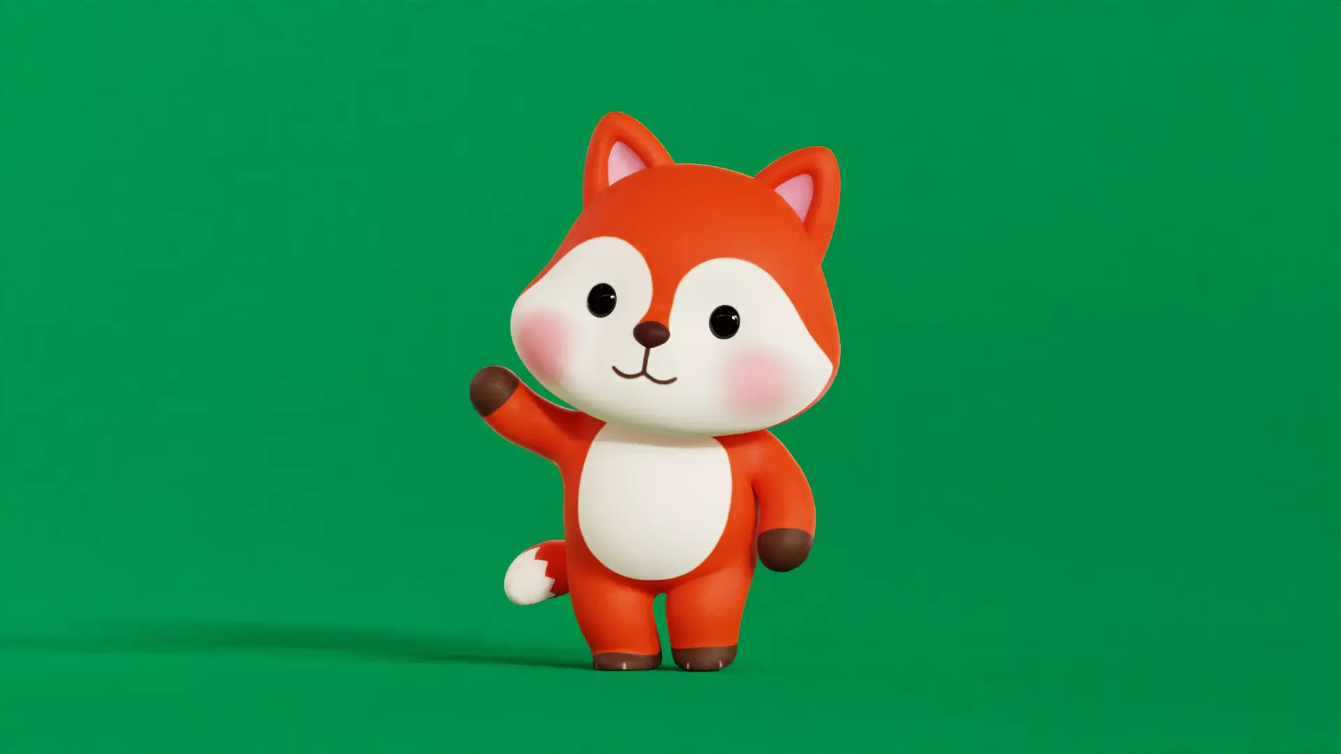 Fox Character Cartoon Chibi Kawaii Rigged Animated Low-poly 3D model