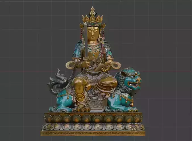 3D model of Manjusri Bodhisattva Sculpture STL Buddha statue