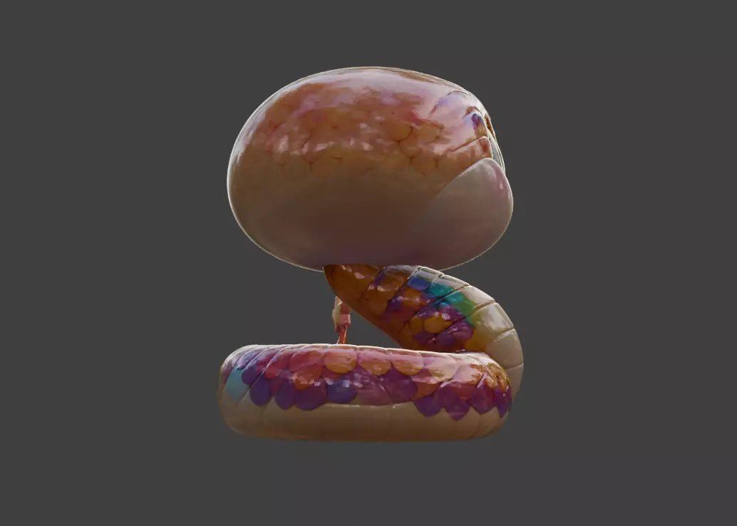 Cartoon cute snake 3D model  auspicious snake model  3D print model_3