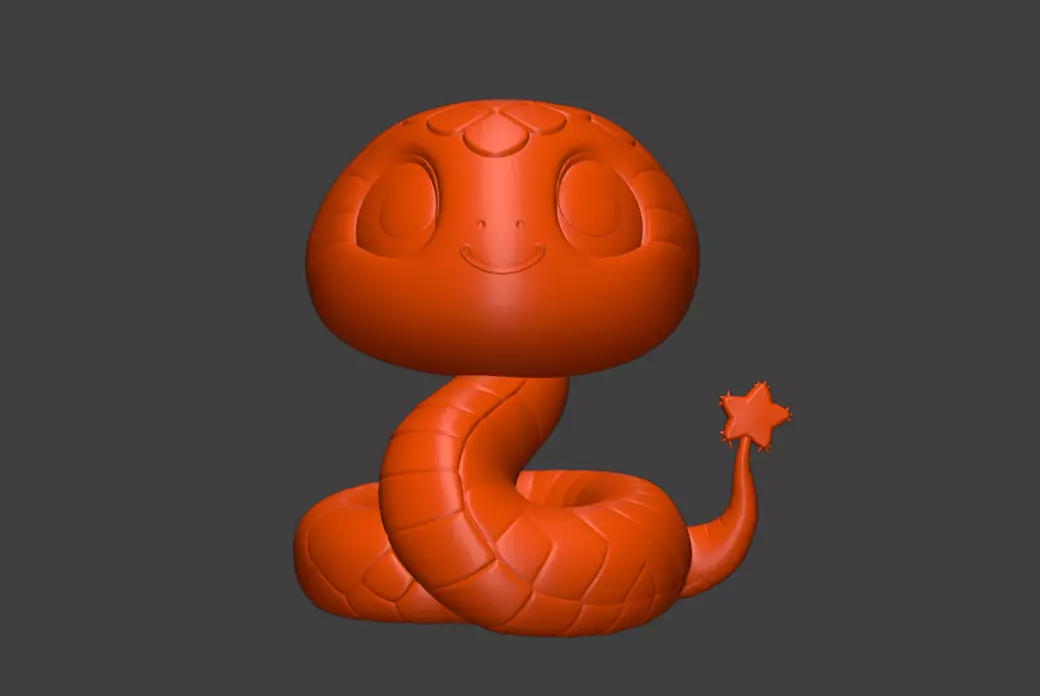 Cartoon cute snake 3D model  auspicious snake model  3D print model_9